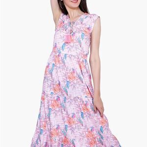 NWT AMERICA & BEYOND Hummingbird Print Maxi Dress M